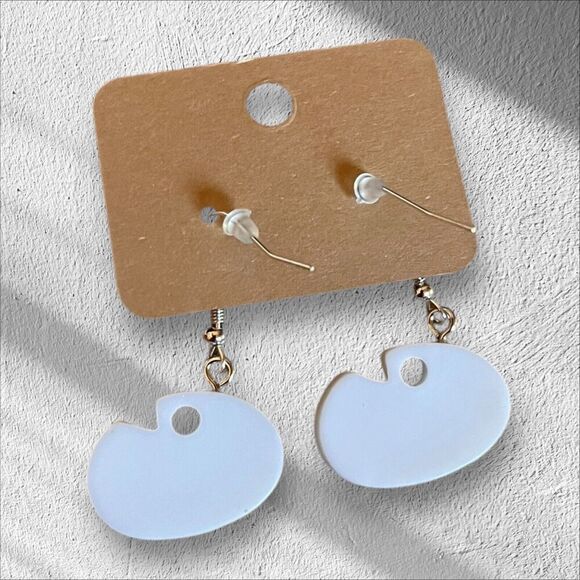 Artist Pallet Paint Art Theme Dangle Earrings Silver Tone Jewelry Gift NEW - Picture 3 of 4